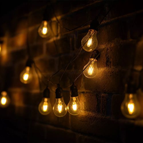 Dekortrend KDK 502 Kültéri toldható Aurora Pear fényfüzér, 10 égő, MELEG FEHÉR LED-del, fekete kábel, 5 méter