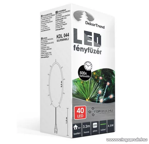 Design Dekor KDL 044 Beltéri LED-es fényfüzér, 40 db piros LED-del