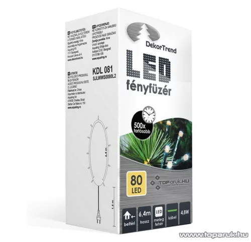 Design Dekor KDL 081 Beltéri LED-es fényfüzér, 80 db melegfehér LED-del