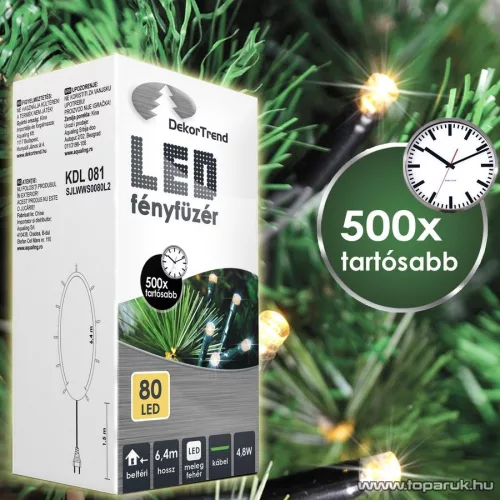 Design Dekor KDL 081 Beltéri LED-es fényfüzér, 80 db melegfehér LED-del