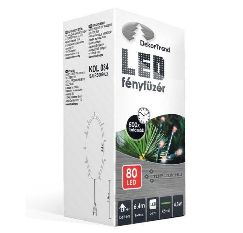 Design Dekor KDL 084 Beltéri LED-es fényfüzér, 80 db piros LED-del
