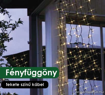 DekorTrend KDL 133 Kültéri 192 LED-es fényfüggöny, 90 x 200 cm, fekete kábellel, hideg fehér