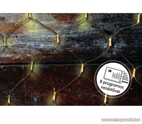 Design Dekor KDL 146 Kültéri LED-es fényháló, 200 x 100 cm, átlátszó kábellel, 96 db meleg fehér LED-del