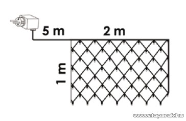 Design Dekor KDL 146 Kültéri LED-es fényháló, 200 x 100 cm, átlátszó kábellel, 96 db meleg fehér LED-del