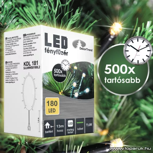 Design Dekor KDL 181 Beltéri LED-es fényfüzér, 180 db melegfehér LED-del