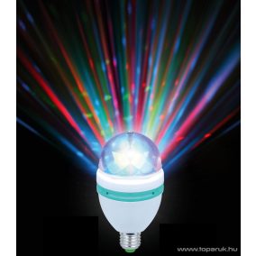   DekorTrend KDP 251 Beltéri 3 színű FORGÓ PARTY ÉGŐ, diszkógömb, E27 foglalattal, 3W