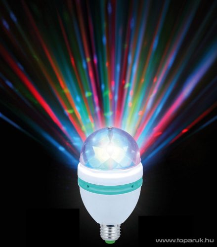 DekorTrend KDP 251 Beltéri 3 színű FORGÓ PARTY ÉGŐ, diszkógömb, E27 foglalattal, 3W