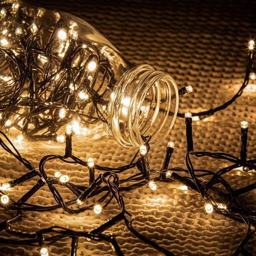 DekorTrend KDT 041 WW Kültéri elemes Basic LED fényfüzér timer időzítő funkcióval, 40 db MELEG FEHÉR LED-del, zöld kábel, 320 cm