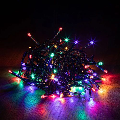 DekorTrend KDT 105 MULTI Basic Kültéri LED-es fényfüzér zöld színű kábellel, 1000 db MULTI SZÍNES LED-del, 50 m hosszú