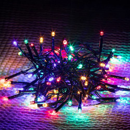 DekorTrend KDT 105 MULTI Basic Kültéri LED-es fényfüzér zöld színű kábellel, 1000 db MULTI SZÍNES LED-del, 50 m hosszú