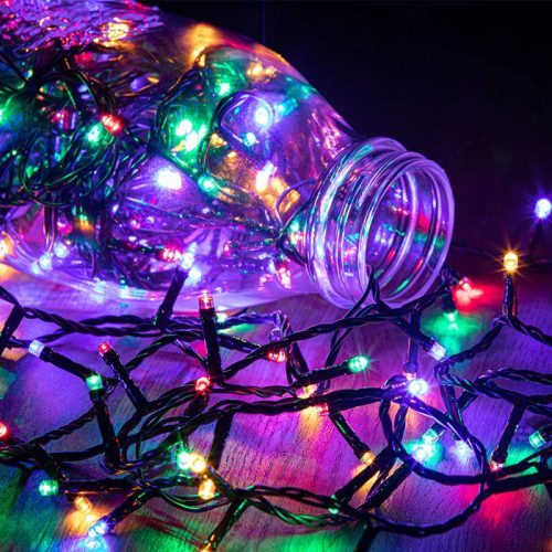 DekorTrend KDT 105 MULTI Basic Kültéri LED-es fényfüzér zöld színű kábellel, 1000 db MULTI SZÍNES LED-del, 50 m hosszú