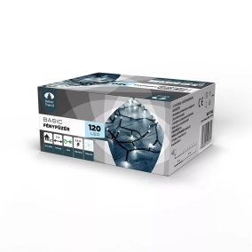   DekorTrend KDT 122 WH Basic Kültéri LED-es fényfüzér zöld színű kábellel, 120 db HIDEG FEHÉR LED-del, 6 m hosszú