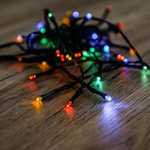 DekorTrend KDT 125 MULTI Basic Kültéri LED-es fényfüzér zöld színű kábellel, 120 db SZÍNES LED-del, 6 m hosszú