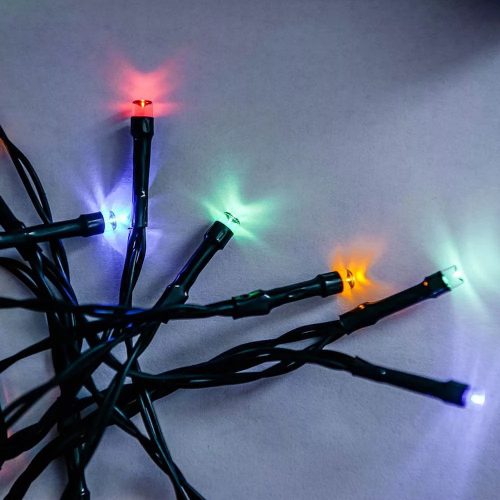 DekorTrend KDT 185 MULTI Basic Kültéri LED-es fényfüzér zöld színű kábellel, 180 db SZÍNES LED-del, 9 m hosszú