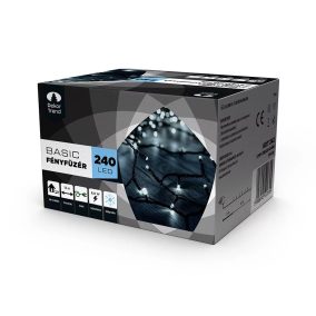   DekorTrend KDT 242 WH Basic Kültéri LED-es fényfüzér zöld színű kábellel, 240 db HIDEG FEHÉR LED-del, 12 m hosszú