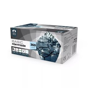   DekorTrend KDT 362 WH Basic Kültéri LED-es fényfüzér zöld színű kábellel, 360 db HIDEG FEHÉR LED-del, 18 m hosszú