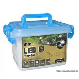   Design Dekor KDV 085 Kültéri vezérlős LED-es fényfüzér, 8 program, 4 m, fekete kábellel, 80 db színes (többszínű) LED-del