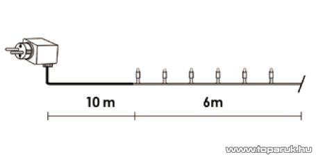 Design Dekor KDV 125 Kültéri vezérlős LED-es fényfüzér, 8 program, 6 m, fekete kábellel, 120 db színes (sokszínű) LED-del