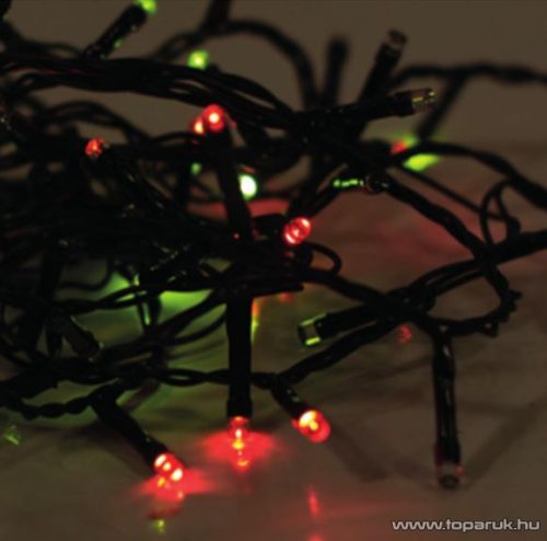 Design Dekor KDV 125 Kültéri vezérlős LED-es fényfüzér, 8 program, 6 m, fekete kábellel, 120 db színes (sokszínű) LED-del