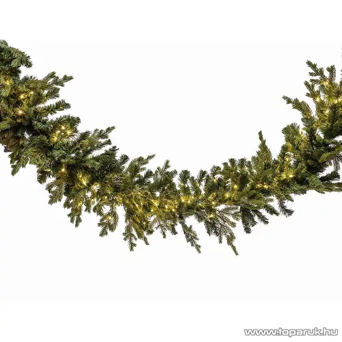 Girland Light Kültéri dús zöld mű fenyő girland meleg fehér fényű LED világítással, 180 cm (KGR 007)