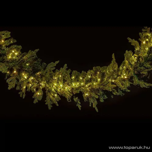 Girland Light Kültéri dús zöld mű fenyő girland meleg fehér fényű LED világítással, 180 cm (KGR 007)