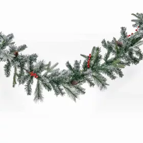   Winter Garland Kültéri dús mű fenyő girland magyal és hópermet dekorral, 270 cm (KGR 009)