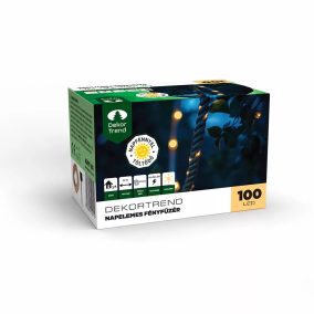   Dekortrend KNY 101 Kültéri napelemes LED kötél fényfüzér, 100 db MELEG FEHÉR LED-del, 8 méter