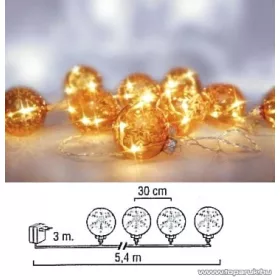   Design Dekor KSA 261 Beltéri Vesta 9 db-os gömbfényfüzér, arany
