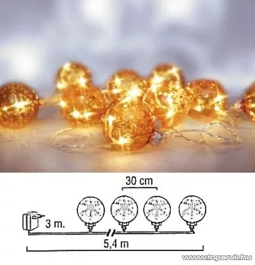 Design Dekor KSA 261 Beltéri Vesta 9 db-os gömbfényfüzér, arany