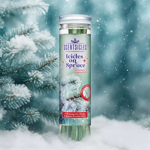 ScentSicles KSC 021 ICICLES ON SPRUCE műfenyőre akasztható illatrúd (illatpálca), harmatos luc illattal, 6 db pálca / doboz