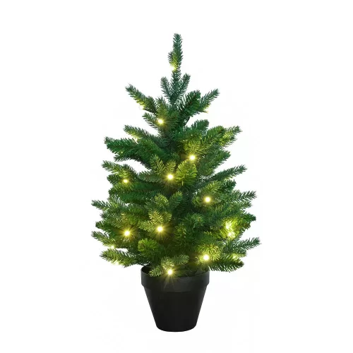 LIGHTING KID KFA 647 Világító LED-es mini asztali műfenyő időzítővel, kaspóban, kevert 2D + 3D tűlevelekkel, 60 cm