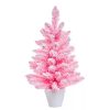 PINK PINE KFA 648 Mini rózsaszín asztali műfenyő fehér kaspóban, lapos 2D tűlevelekkel + műhóval, 60 cm