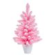 PINK PINE KFA 648 Mini rózsaszín asztali műfenyő fehér kaspóban, lapos 2D tűlevelekkel + műhóval, 60 cm