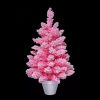 PINK PINE KFA 648 Mini rózsaszín asztali műfenyő fehér kaspóban, lapos 2D tűlevelekkel + műhóval, 60 cm