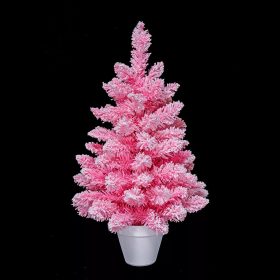   PINK PINE KFA 648 Mini rózsaszín asztali műfenyő fehér kaspóban, lapos 2D tűlevelekkel + műhóval, 60 cm