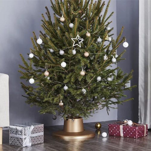 RINGO KTA 041 Minimalista, letisztult karácsonyfa talp, fenyőtalp vágott fenyőhöz, arany, 2,1 méteres fenyőfáig