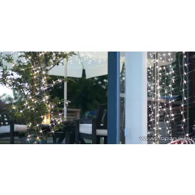   SYSTEM LED KSW 658 Kültéri toldható LED-es fényfüggöny EXTRA fehér színű vezetékkel, 100 x 200 cm, hidegfehér