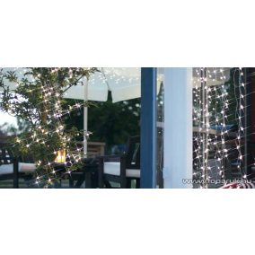   SYSTEM LED KSW 658 Kültéri toldható LED-es fényfüggöny EXTRA fehér színű vezetékkel, 100 x 200 cm, hidegfehér