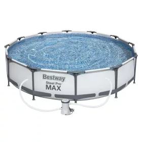   Bestway Steel Pro Max BAHAMA Superior Fémvázas kerti medence vízforgatóval, szürke, 366 x 76 cm