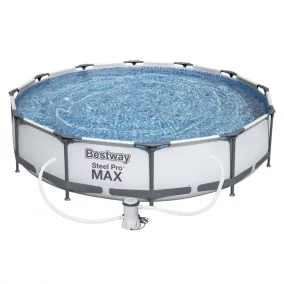   Bestway Steel Pro Max BAHAMA Superior Fémvázas kerti medence vízforgatóval, szürke, 366 x 76 cm