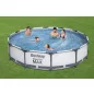   Bestway Steel Pro Max BAHAMA Superior XXL Fémvázas kerti medence szett, vízforgatóval, védőtakaróval és talajtakaróval, szürke, 366 x 76 cm