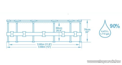 Bestway Steel Pro Max BAHAMA Superior XXL Fémvázas kerti medence szett, vízforgatóval, védőtakaróval és talajtakaróval, szürke, 366 x 76 cm