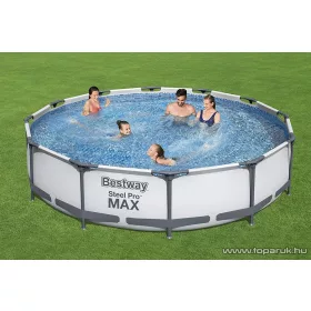   Bestway Steel Pro Max BAHAMA Superior Fémvázas kerti medence vízforgatóval és védőtakaróval, szürke, 366 x 76 cm