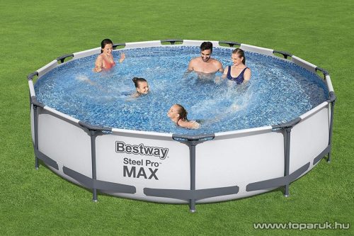 Bestway Steel Pro Max BAHAMA Superior Fémvázas kerti medence vízforgatóval és védőtakaróval, szürke, 366 x 76 cm