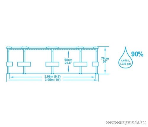 Bestway MAUI Fémvázas kerti medence vízforgatóval, 305 x 76 cm