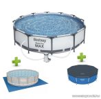   Bestway Steel Pro Max MAUI Superior XXL Fémvázas kerti medence szett, vízforgatóval, védőtakaróval és talajtakaróval, 305 x 76 cm