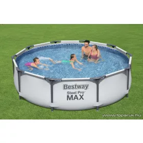   Bestway Steel Pro Max MAUI Superior XXL Fémvázas kerti medence szett, vízforgatóval, védőtakaróval és talajtakaróval, szürke, 305 x 76 cm