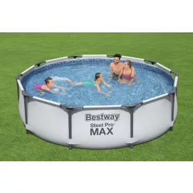   Bestway Steel Pro Max MAUI Superior XXL Fémvázas kerti medence szett, vízforgatóval, védőtakaróval és talajtakaróval, szürke, 305 x 76 cm