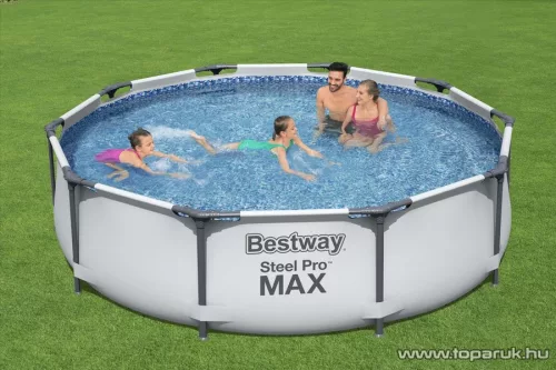 Bestway Steel Pro Max MAUI Superior Fémvázas kerti medence vízforgatóval és védőtakaróval, szürke, 305 x 76 cm