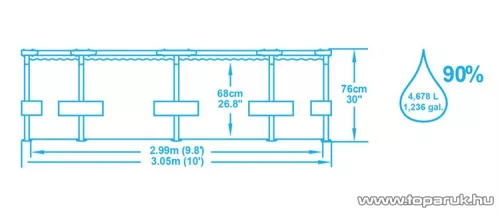 Bestway Steel Pro Max MAUI Superior Fémvázas kerti medence vízforgatóval és védőtakaróval, szürke, 305 x 76 cm